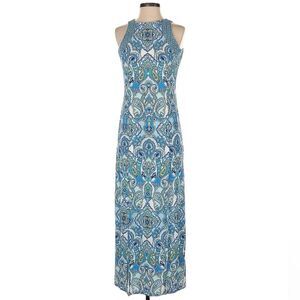 London Times Sleeveless Maxi Dress Blue White Size 4
